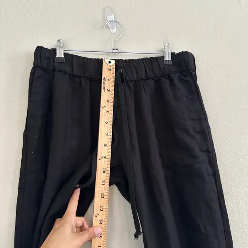 Enza Costa French Linen Pants Womens 2 Medium Black Drawstring Elastic Waist