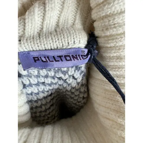 Pulltonic Womens Sweater Sz S Wolf Blue Eyes Cream Trim NEW Cashmere