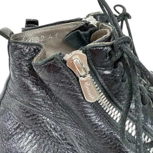 Rocco P. Black Leather Lace Up Zipper Combat Boots Size EU 41/ US 10.5