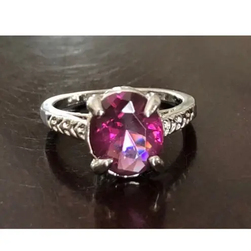 Amethyst New Oval Sterling Silver Ring Size 7