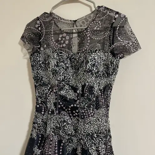 Jovani  mesh glitter embellished full length gown dress prom inaugural ball