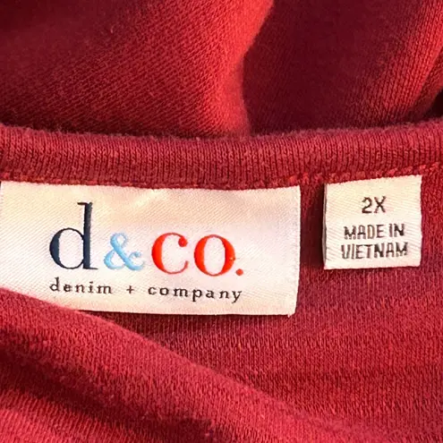 Denim And Co Womans Shirt Size 2x Maroon Comfy Fall Theme Layering Red Size XXL