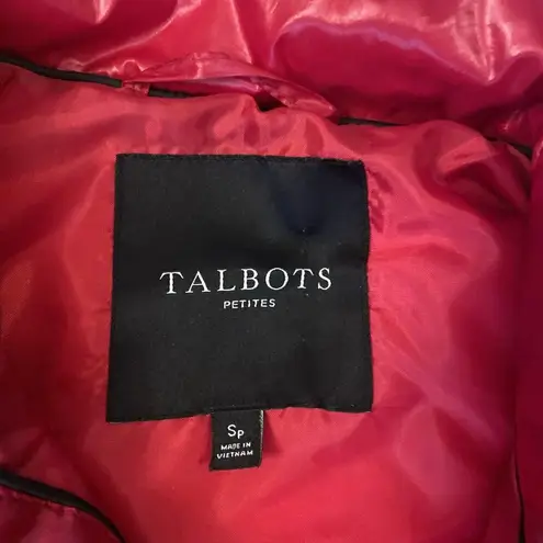 Talbots  Cherry Red Down-Filled Full Zip Puffer Vest Size S Small Petite Cozy