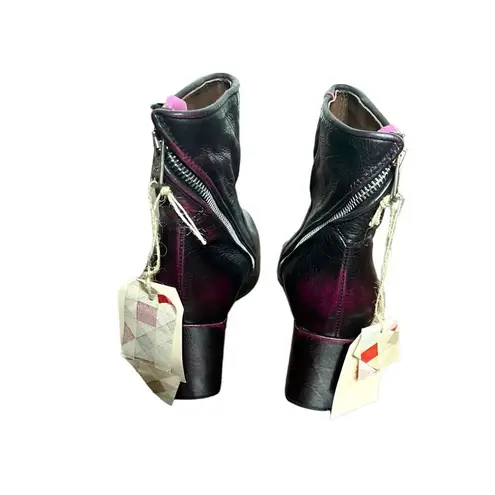A.S 98 Aretha Negro Fucsia Leather Boots NEW! Purple Size 7