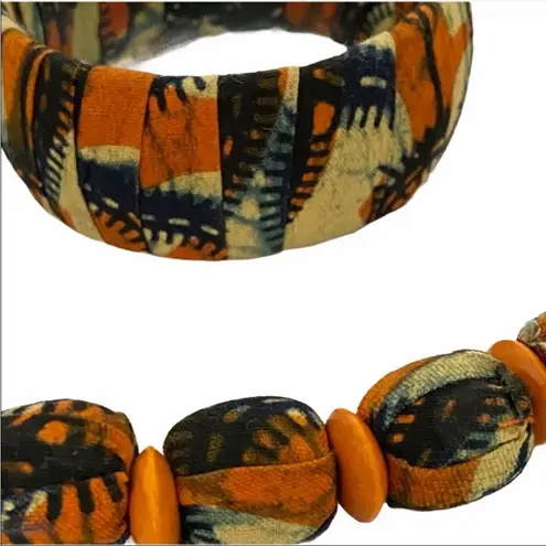 Unlisted Jewelry Set Necklace bracelet Handmade Boho Beaded Fall African Statement Orange