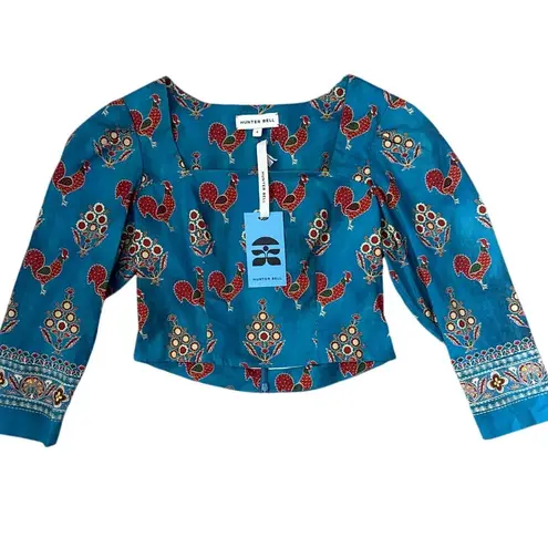 Hunter Bell Cropped Winne Long Sleeve Top in British Birdies Size 6