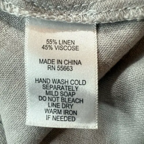 For Cynthia Dress L Gray Button Up Linen Lagenlook Pockets Sleeveless Minimalist