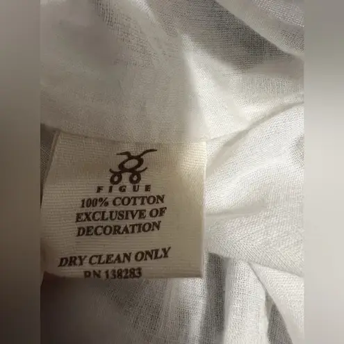 Figue $395 Chevron Striped Long Sleeve Mini Linen Dress Fairy Bohemian Resort XS