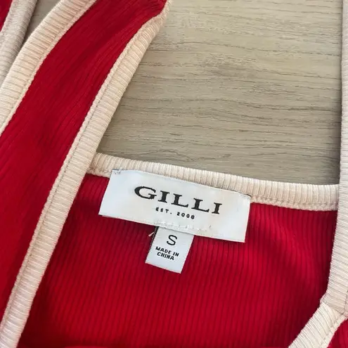 NWOT GILLI Women Red Square Neck Ribbed Tank Casual Bodysuit Size XL