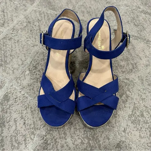 Montego Bay Club Blue Faux Suede Wedge Heels 7 1/2