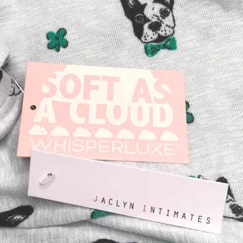 Jaclyn Smith Jaclyn Intimates Shamrock and Bulldog Pajama Pants Gray Size Small