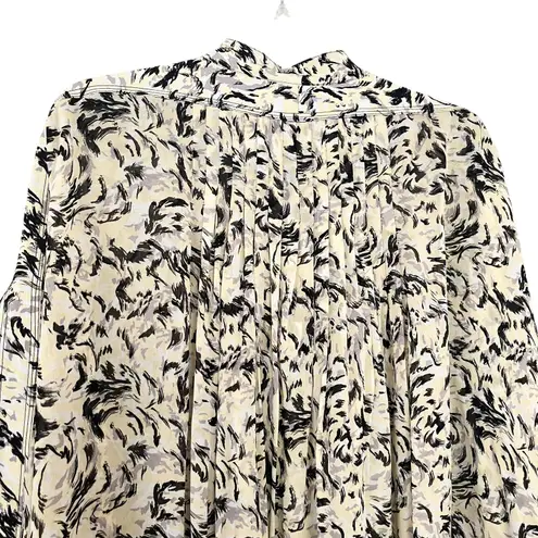Proenza Schouler Abstract Animal Print Crepe Chiffon Blouse In Butter Black 10