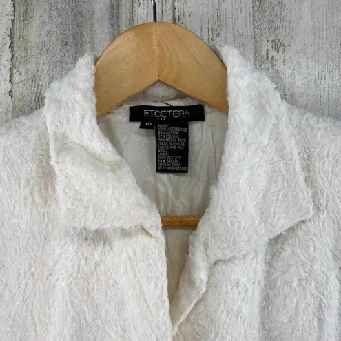 Etcetera Blazer Jacket Womens 10 White Viscose Pile Shag Lined