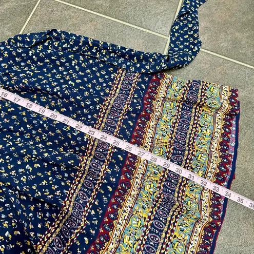 Sea New York Printed Kimono Bell Sleeves Tie Waist Belt Silk Mini Dress 2 Blue