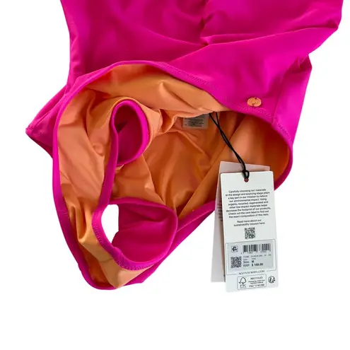 Scotch & Soda Hot Pink Ruched Front Keyhole One Piece Swimsuit Size Medium NWT