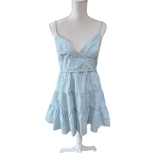 Lulus Pretty Picnic Sage Green Gingham Tiered Tie