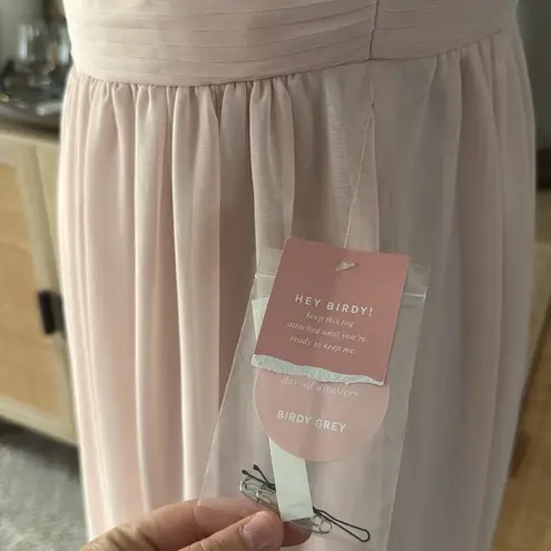 Birdy Grey Dusty Rose Pink Chiffon Full Length Mesh Cutout Elyse Dress