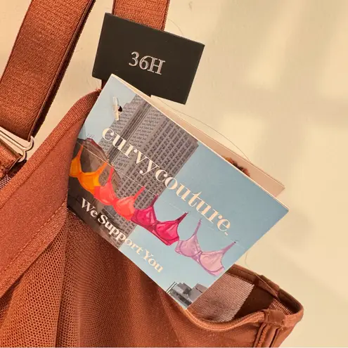 NWT Curvy Couture Sheer Mesh Full Coverage Unlined Underwire Bra Brown 36H Size undefined