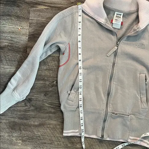 The North Face  full-zip jacket light pink collar red stitching, size womens M #