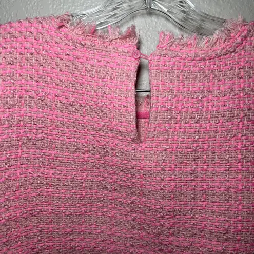 Day + Moon Pink Tweed Crop Top Short Sleeve Fringed Casual Womens L preppy Size L