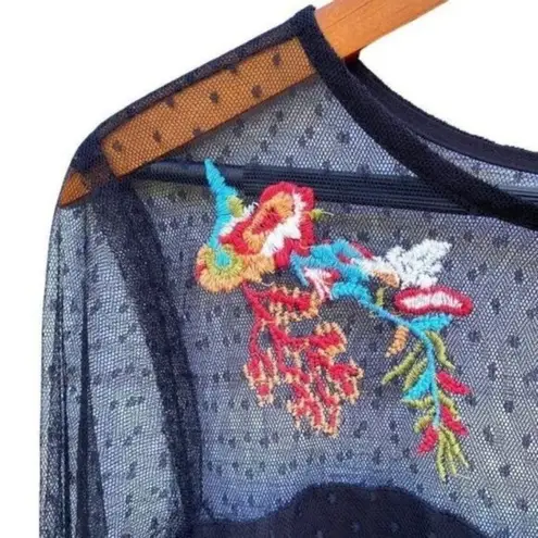 True Destiny Black Sheer Lace Mesh Embroidered Dress