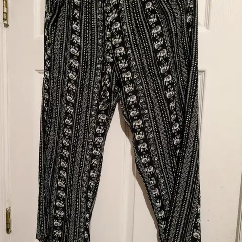 Kingston Grey Black and White Gauze Elephant Pants XL