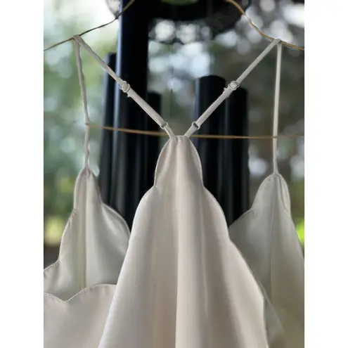 J Crew Womens 4 Scallop Crepe Cami Lined Tank Top Ivory White Adjustable Straps