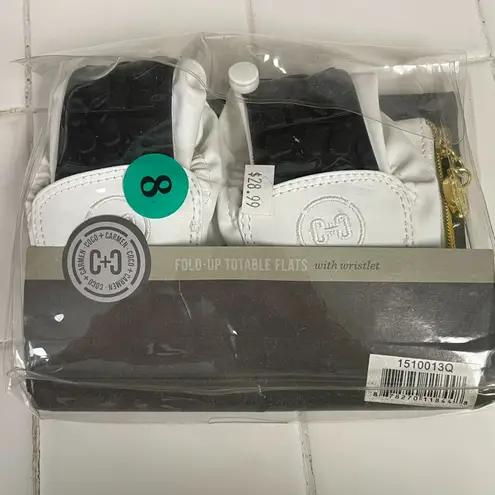 Coco & Carmen Foldable Flats Rescue Shoes Size 8 NEW With Pouch Totable White