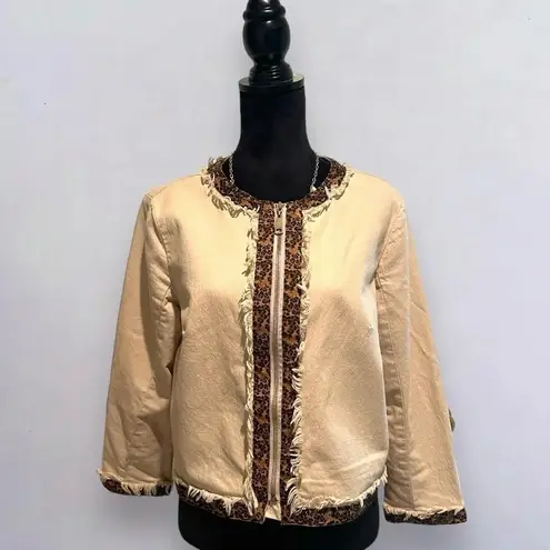 Live a Little distressed leopard blazer with zipper