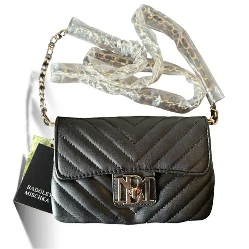 Badgley Mischka NWT- Quilted Black & Gold Crossbody Purse
