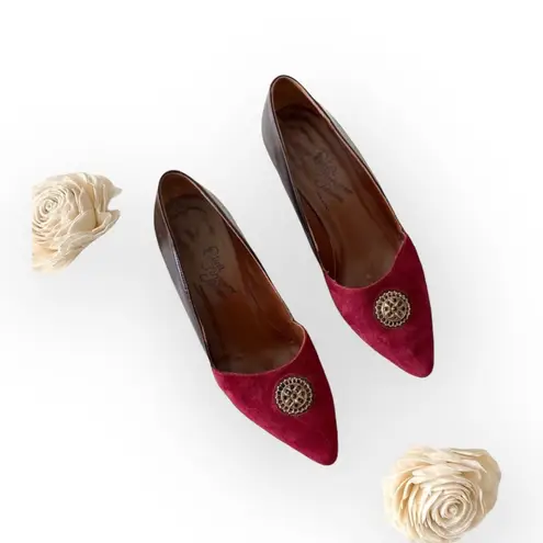 Ferragamo Vintage 60βs: Rosina Schiavone β Crystal Medallion Low Heels Pumps β 6