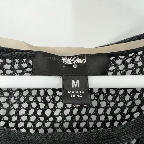Mossimo Womens M Open Knit 100% Linen Black Blouse Gothic Grunge Punk Lagenlook Size M