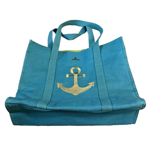 Spartina 449 VTG NWT Extra Large Blue Linen Anchor Beach Cooler Tote Read EUC
