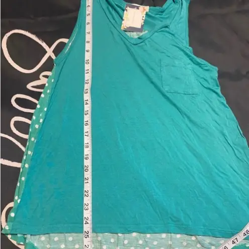 Heart & Hips Sleeveless Polka Dot Tank Teal Large EUC