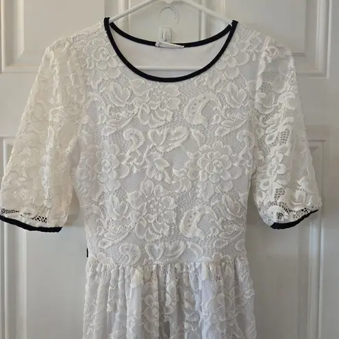 Reborn J White Lace Maxi Dress Womens Size Small Vintage Modest Style USA Made
