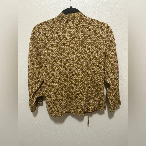 Doen Isle Wrap Top Golden Mesa Floral Size Medium Rare Find Slow Fashion Brown