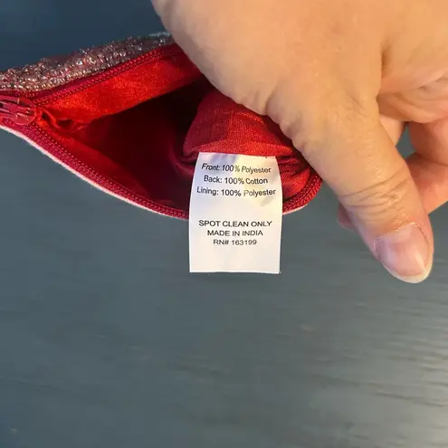 Pink Beaded Strawberry Coin Purse Red