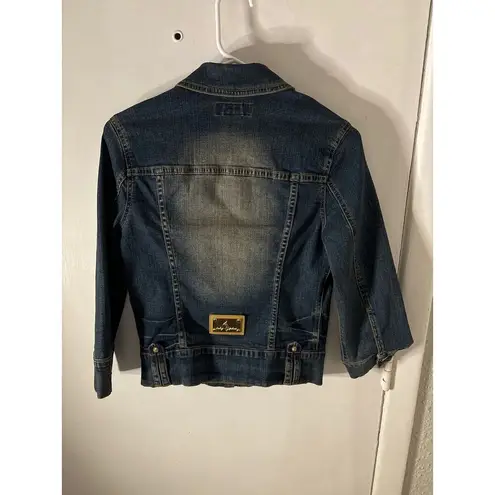 Baby Phat Blue Denim Jacket Jean Embroidery Zipper M Classic Festival Streetwear