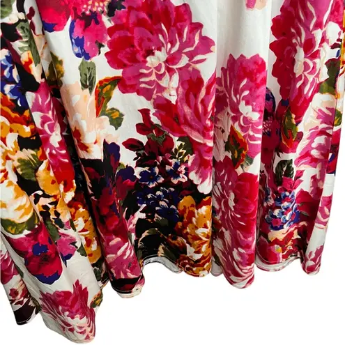 New York And Company Floral Spring Midi Dress Sz 16 Sleeveless Cut Out Fit n Flare