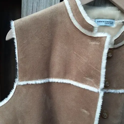Valerie Stevens Vest Faux Suede Fully Lined Penny Lane Sleeveless Jacket Size LP