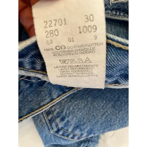 County Seat Vintage 90s Y2K Destroyed Cut Out Raw Hem Denim Jeans Shorts Sz 30 Blue