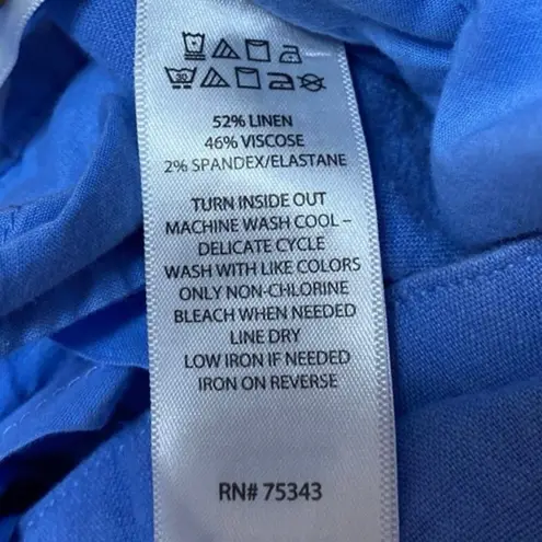 Halston Women's Blue Linen Pleated High Rise Wide Leg Trousers Pants Size 10