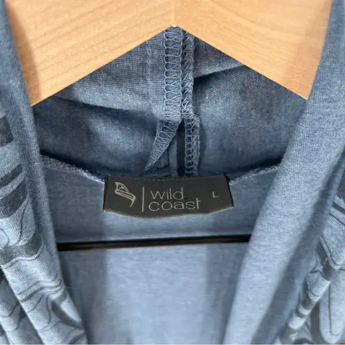 Wild Coast Blue Stretch Knit Open Front Sleeveless Draped Cardigan Shark Bite Size L