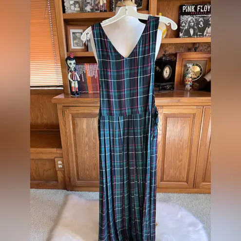 VTG Sarin New York Red/Green Tartan Plaid Jumper Overall Dress Size M Holiday Green Size M
