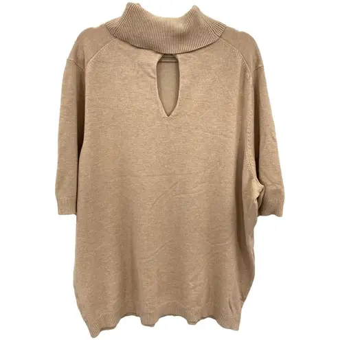 Lane Bryant  Women's Size 22/24 Pullover Sweater  Tan Short Sleeve Back Key Hole