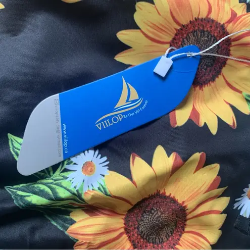 Maternity Two Piece Bikini Criss Cross Black Yellow Sunflower Swimsuit Small Size undefined