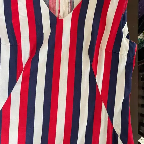 Vintage 60s Mod Stripe GoGo Mini Dress Red Blue S