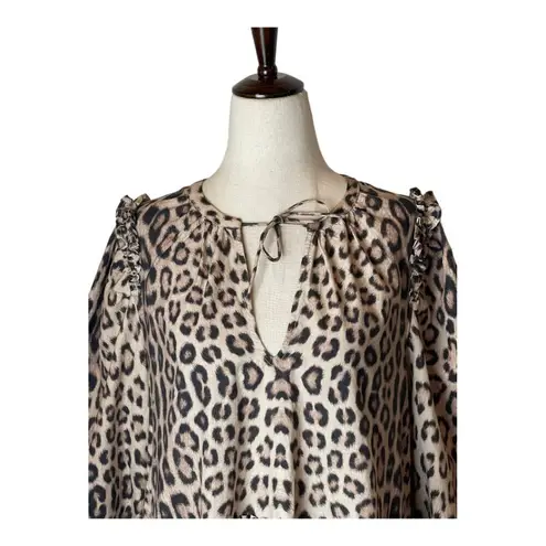 Generation Love Brown Leopard Print Balloon Sleeve Rumi Mini Dress Size XS
