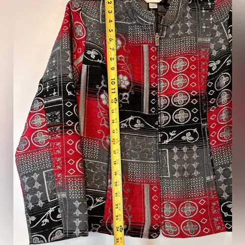 Christopher & Banks 90s Tapestry Jacket Red & Black Floral Design Women’s Large
