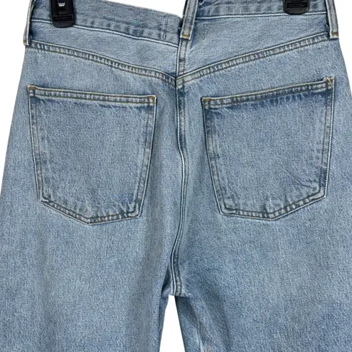 AGOLDE  SZ 27 Criss Cross Straight Leg Jeans Button-Fly Frayed Hems Light Wash